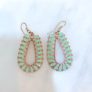 Mint Green & Gold Drop Earrings
